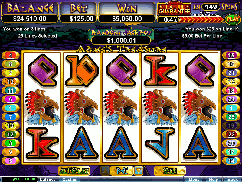 Play Aztec's Treasure - Feature Guarantee now!