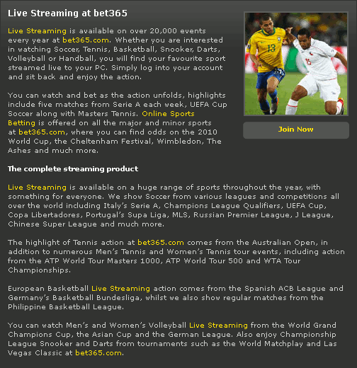 Free Live Streaming At Bet365