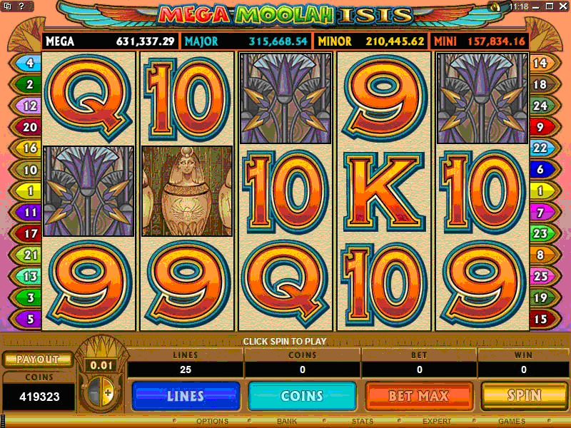 Play Mega Moolah Isis and learn where you can play for real money online!