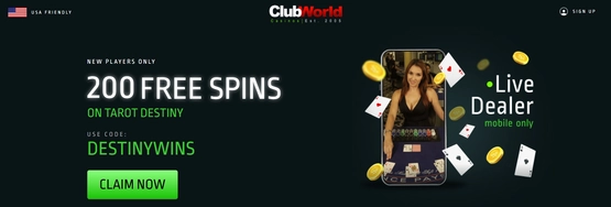 200 No Deposit FS on on Tarot Destiny at Club World Casino